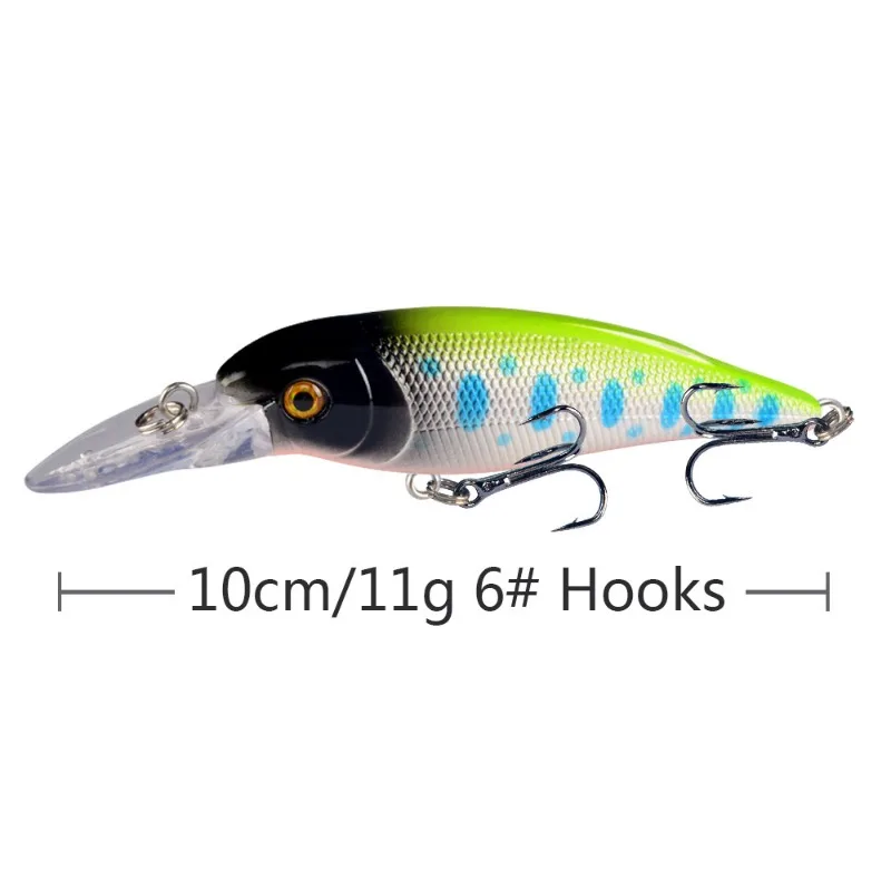 Señuelos de Pesca Minnow, cebo duro, anzuelo Wobbler, señuelo de Lucio, cebos artificiales de plástico, aparejos de pesca Crankbait, 10cm, 11g, 1Pc - imagen 5