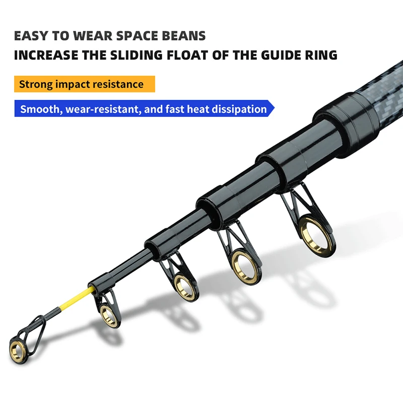 Caña de pescar de carbono portátil, diseño compacto 2,1/2,4/2,7/3,0/3,6, caña de pescar de mar de fundición larga, equipo de Pesca de lubina y carpa - imagen 2