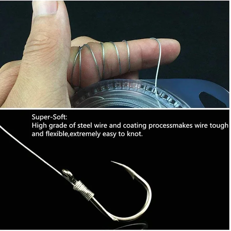 Línea de pesca de 10m, líder de alambre de acero X7, recubierto de nailon, 10LB-200LB, accesorios de pesca para pesca de lubina y mar - imagen 3