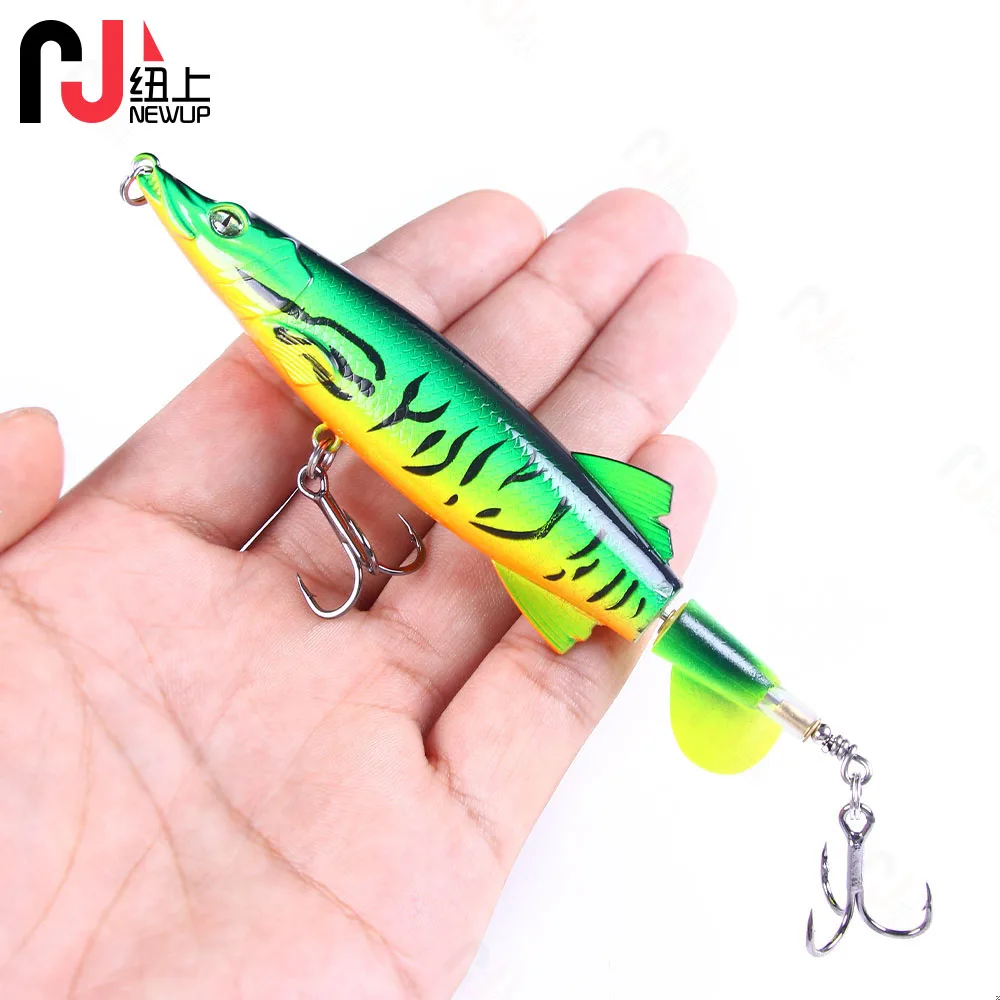 Señuelos de Pesca de lápiz de hélice, cebo Artificial de cocodrilo de simulación, cola giratoria dura, 13cm-16G-6 # - imagen 3