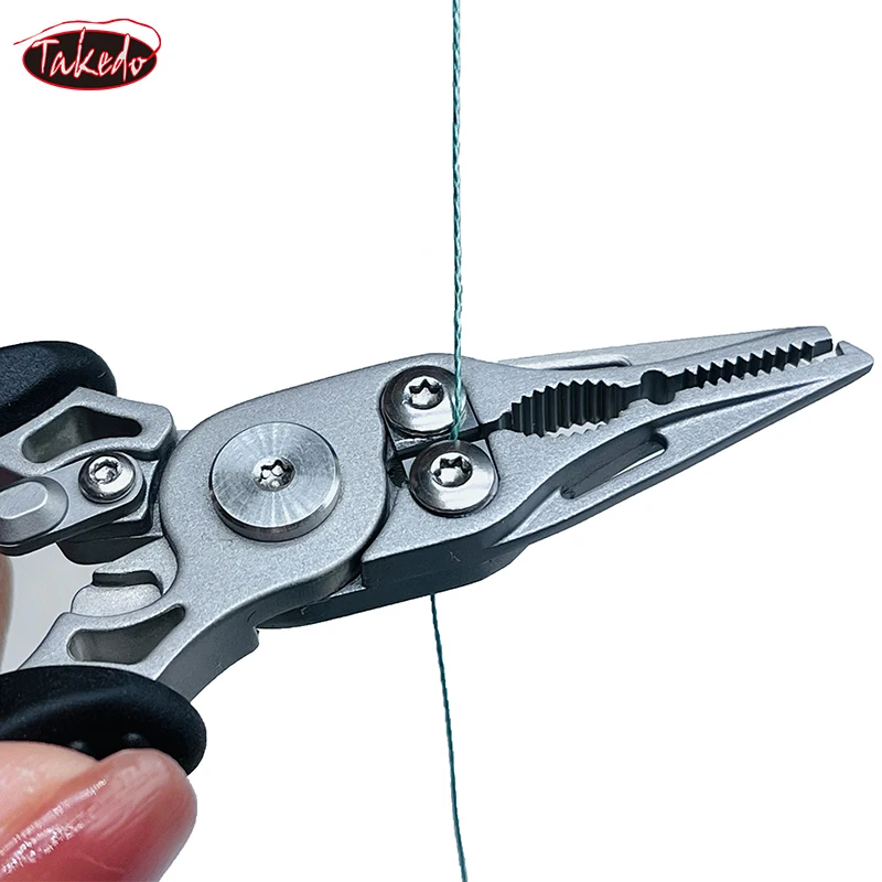 TAKEDO-Alicates de pesca multifuncionales portátiles, 12,8 CM, 50G, tijeras, anzuelos, corte de línea de pescado, herramienta de pesca profesional - imagen 2