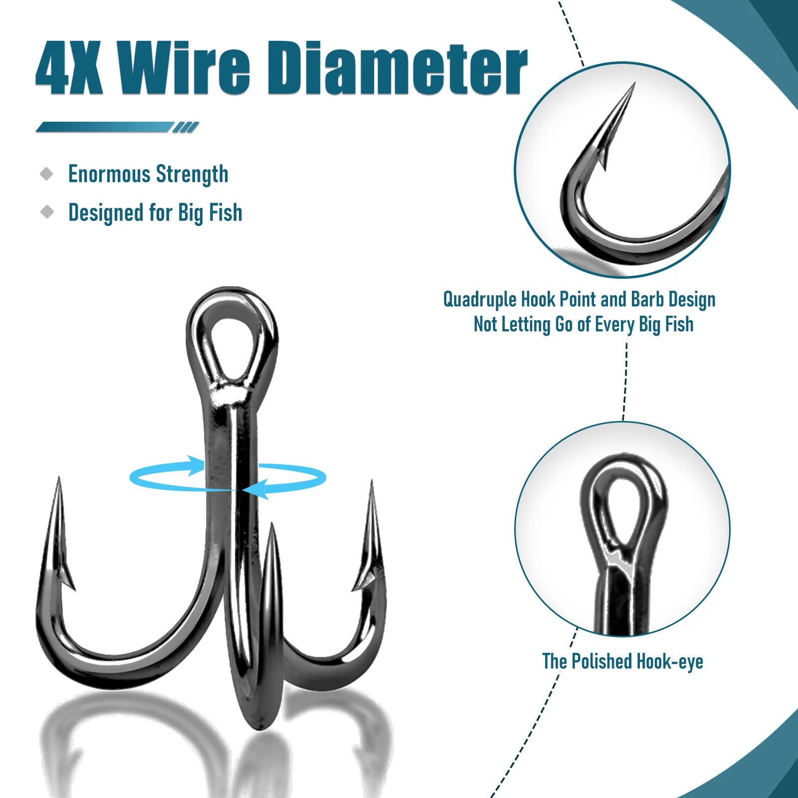 9KM 4X anzuelos triples de pesca 10 ~ 30 Uds. Anzuelos de pesca de repuesto afilados de acero rico en carbono, señuelos duros, trucha, pez azul, salmón - imagen 5