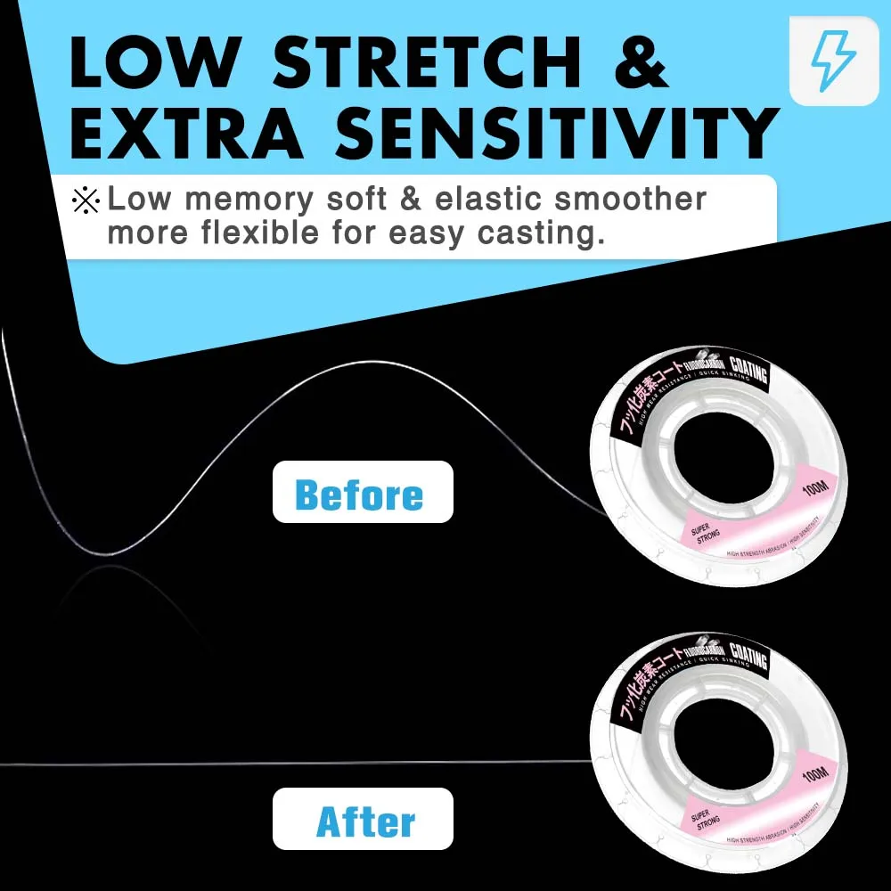 ZUKIBO-sedal de pesca con revestimiento de fluorocarbono 100% azul, alta resistencia, 100M, 200M, 300M, 500M, 1000M, línea de monofilamento líder de carbono japonés - imagen 4