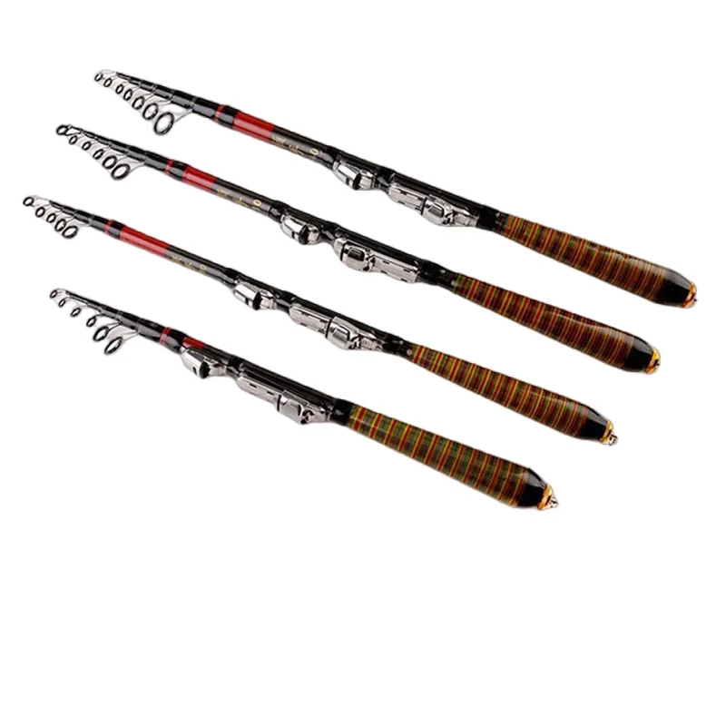 Caña de pescar de viaje portátil, Mini caña de pescar pequeña retráctil, alimentador de carpa de carbono, 1,2 m-2,4 m - imagen 5