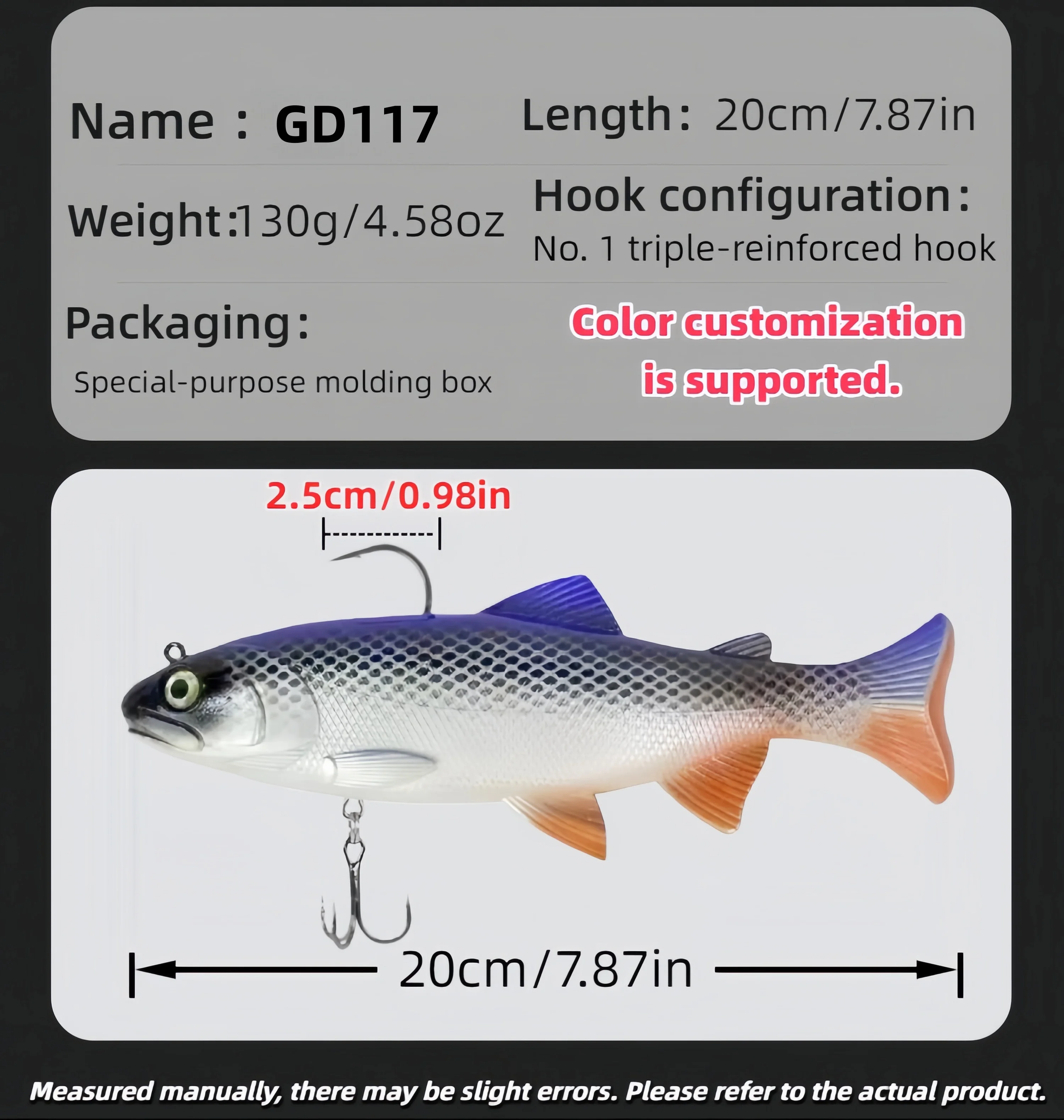 Cebo Wobblers Artificial de 20cm, señuelo de Pesca de mar de gran tamaño, cebo de manivela de simulación suave para aparejos de Pesca de Lucio de peces de aguas profundas - imagen 5