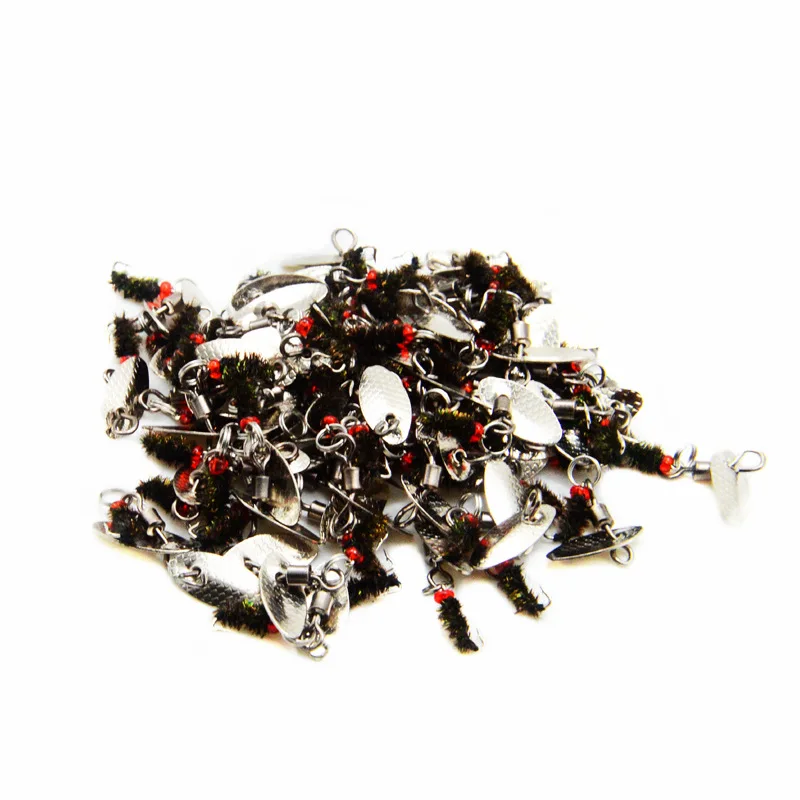 Anzuelo de pesca con mosca, giratorio, semillas de melón, lentejuelas, atado a mano, cebo compuesto, nanomitas, gusano, lote de 2 piezas, venta - imagen 5