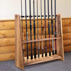 Goture Soporte para Cañas de Pescar Madera 10 Plazas Organizador