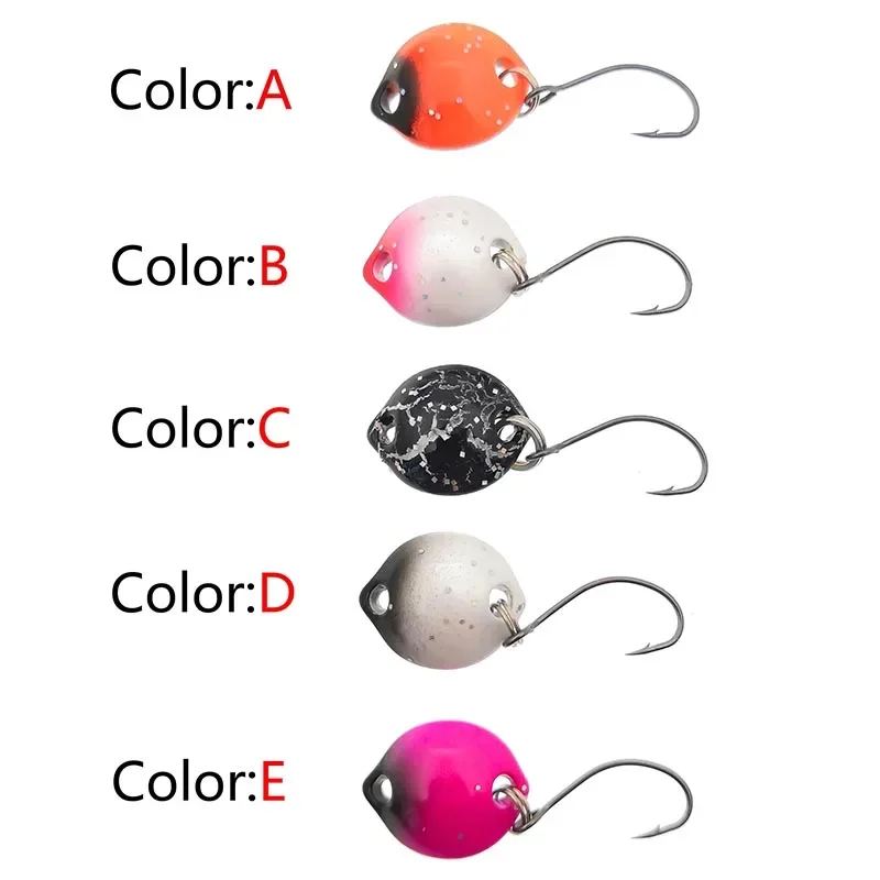 1 Uds 1,4 cm 1,8g Mini Wobbler lentejuelas cuchara señuelo cebo duro Spinnerbait Isca Artificial Pesca Wobblers aparejos de Pesca con mosca 5 colores - imagen 3