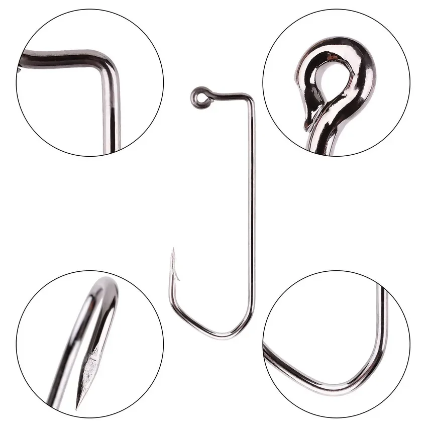 10 Uds. De anzuelo de pesca circular deportivo compensado, anzuelo de carpa, anzuelo de púas grande, acero rico en carbono - imagen 4