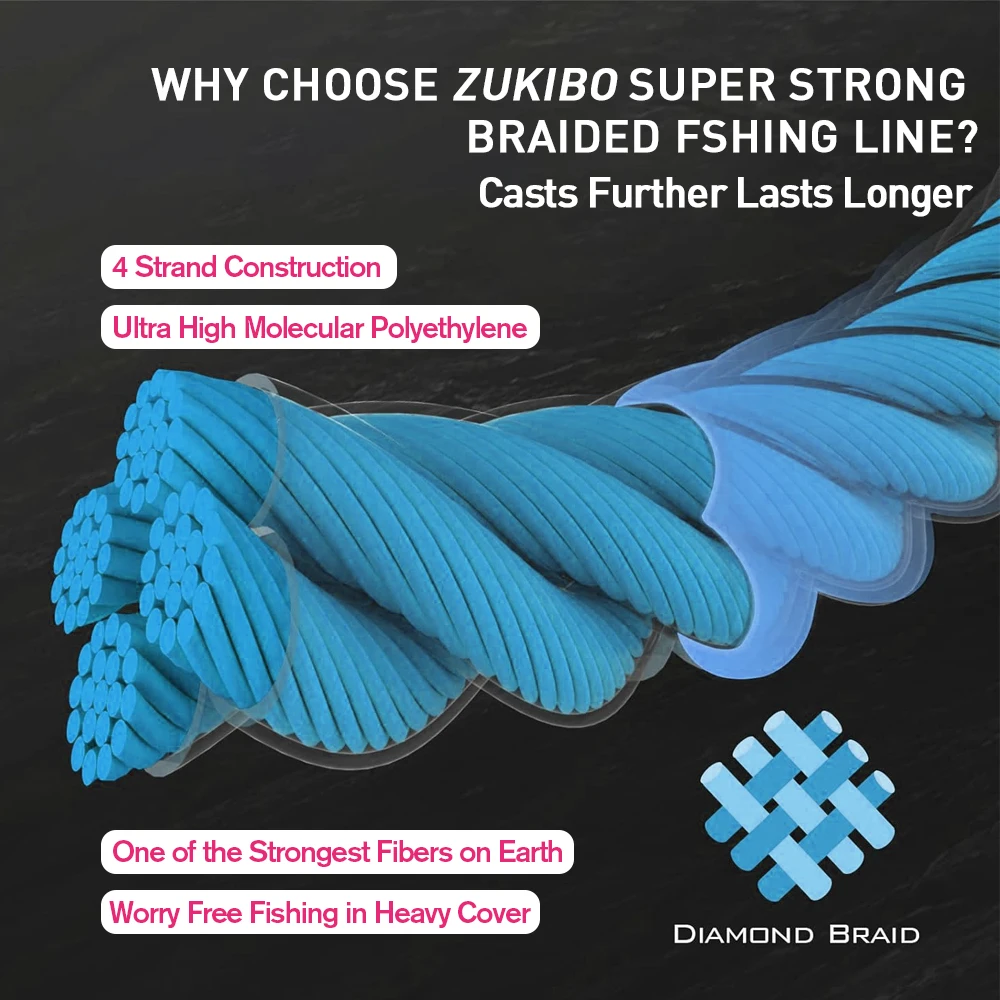 Zukibo Sedal Trenzado PE – Resistente y fino para mar y carpa - imagen 2