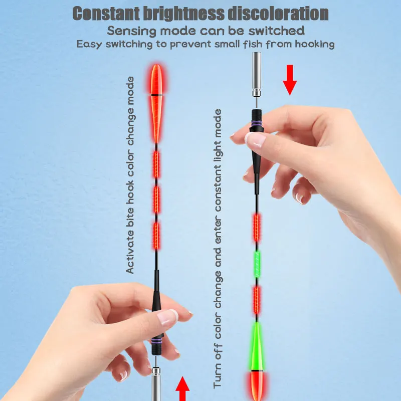 Flotador de pesca nocturno, inducción electrónica por gravedad, cambio de Color LED, 2 balas, llamativo, nuevo flotador de pesca en roca de tipo corto - imagen 5