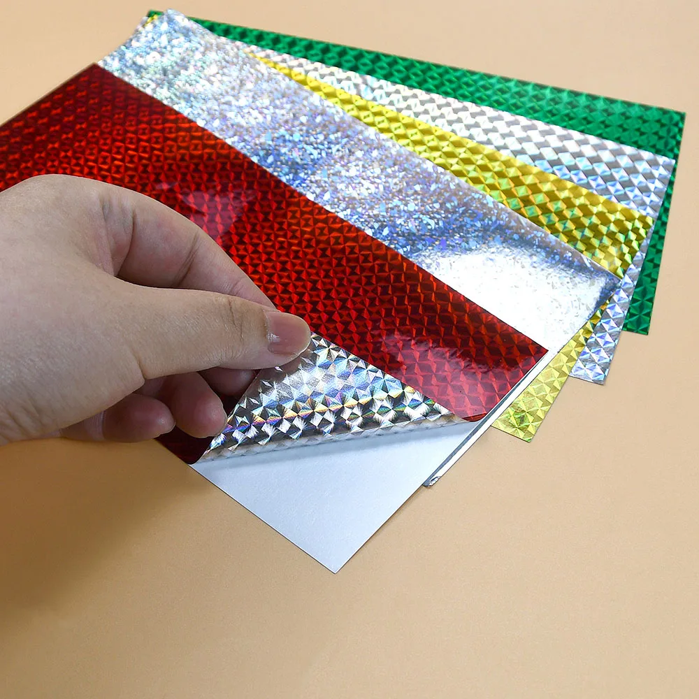 5 hojas de pegatinas holográficas de escamas de pescado para señuelos de pesca de 8x4 pulgadas, cinta luminosa adhesiva para hacer señuelos, cebos de Metal, manualidades DIY - imagen 4