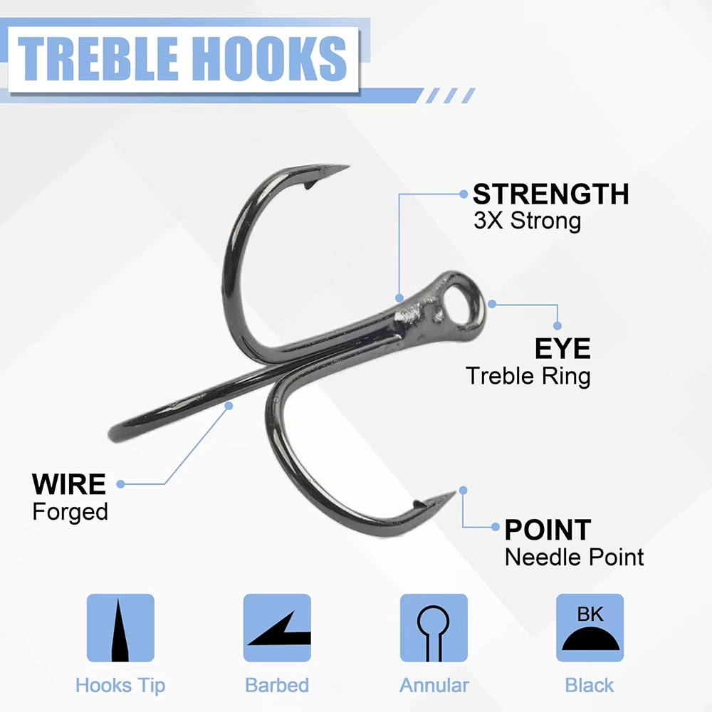 Anzuelos triples superafilados para pesca en el mar – enganche rápido - imagen 2