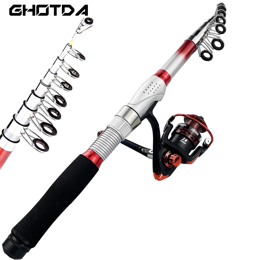 Ghotda-caña de pescar de 1,8-3,6 m, conjunto de carrete de pesca giratorio 5,5: 1, Kit de pesca portátil de agua dulce - imagen 3