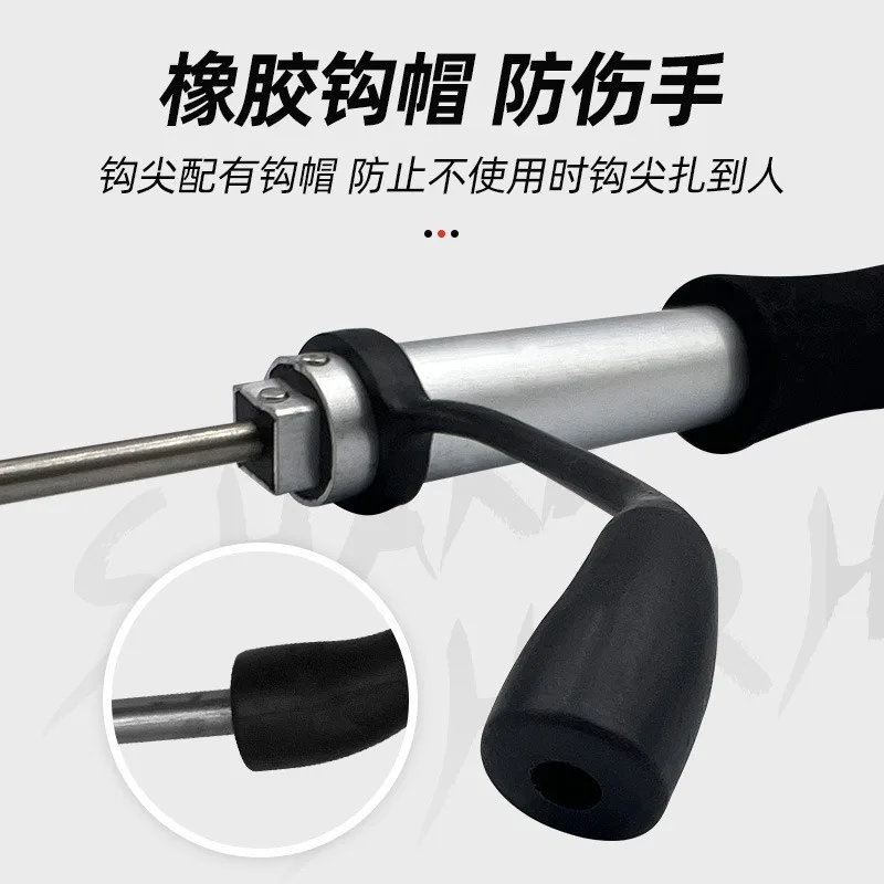 Anzuelo telescópico de acero inoxidable para pesca, caña de aleación de aluminio para barco de hielo de agua salada - imagen 4