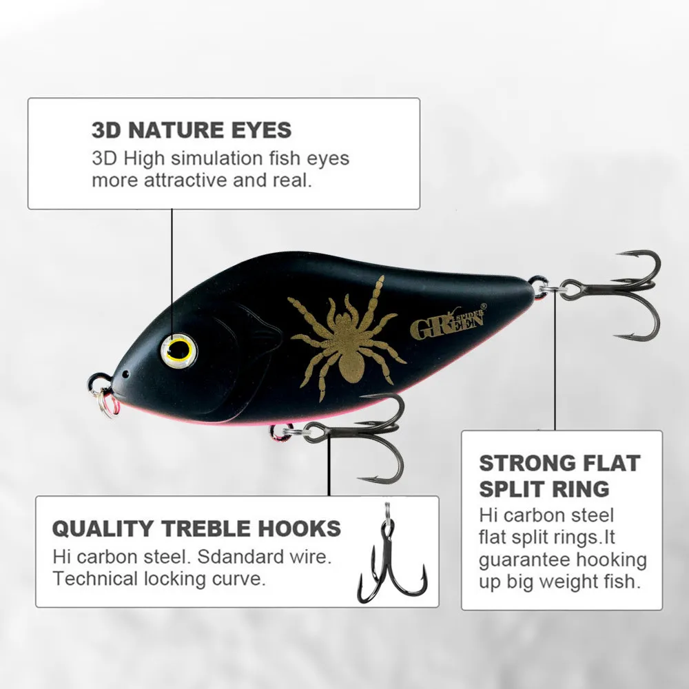 Señuelo Jerkbait hundimiento GREENSPIDER 10cm 46g para lucio - imagen 5