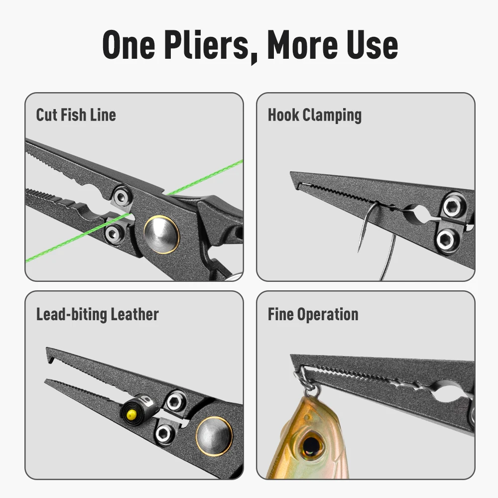 Kingdom-Alicates de pesca multifuncionales, 15cm, 97g, removedor de anzuelos de anillo dividido, aparejos de pesca, equipo de pesca de acero inoxidable - imagen 4
