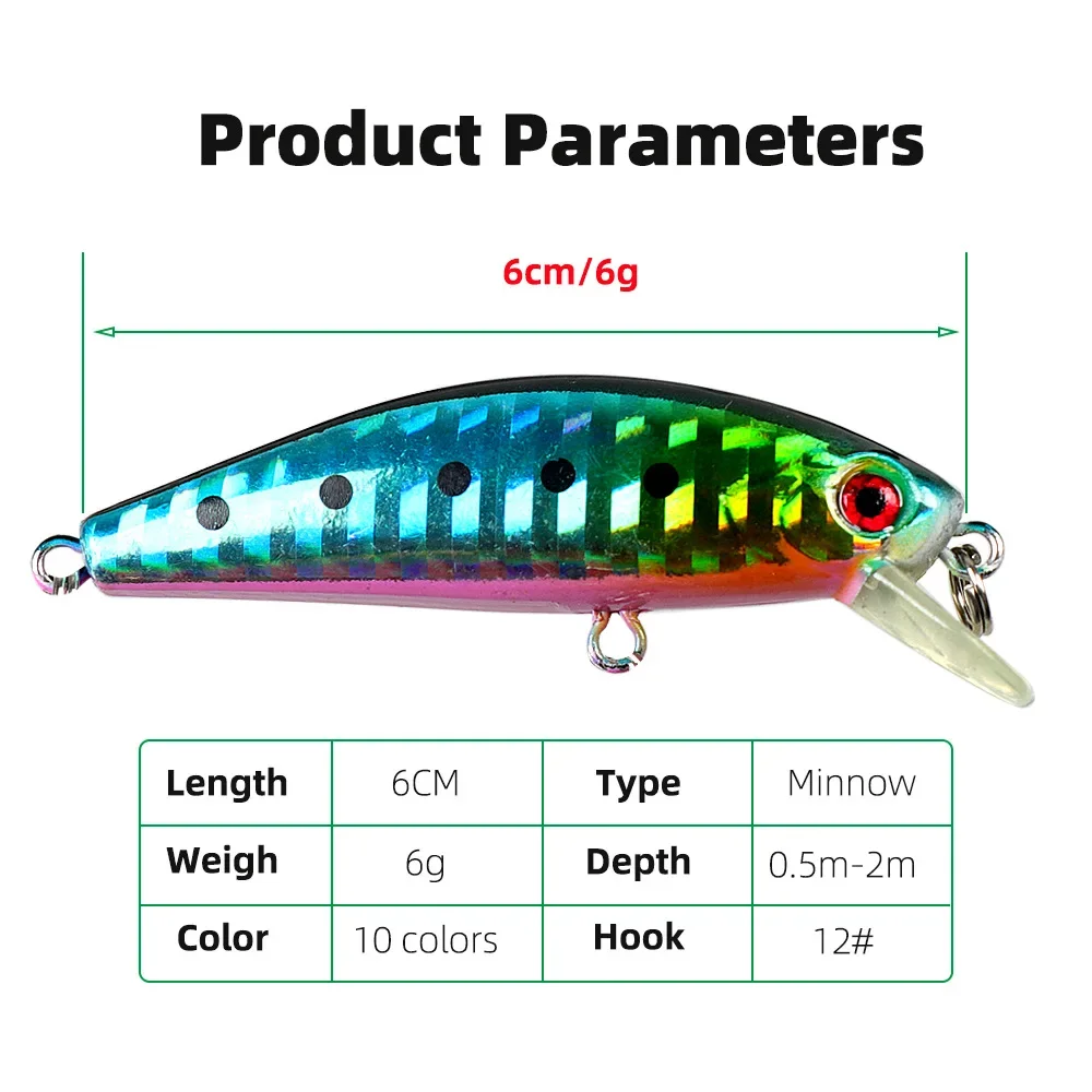 Señuelo de pesca duro Artificial, cebo de pececillo que se hunde, 5,5 cm, 6,7g, Crankbait, Wobblers Down - imagen 4