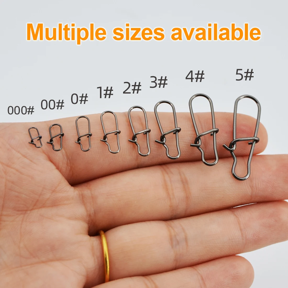 9KM 100 Uds Clip de presión de pesca de acero inoxidable bloqueo rápido conector de pesca aparejos Duo bloqueo broches de seguridad - imagen 5