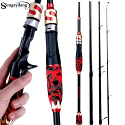 Caña de pescar Sougayilang 1,8/2,1 m caña giratoria y fundida de fibra Cabon arrastre máximo 10kg para Pesca de trucha lubina Pesca