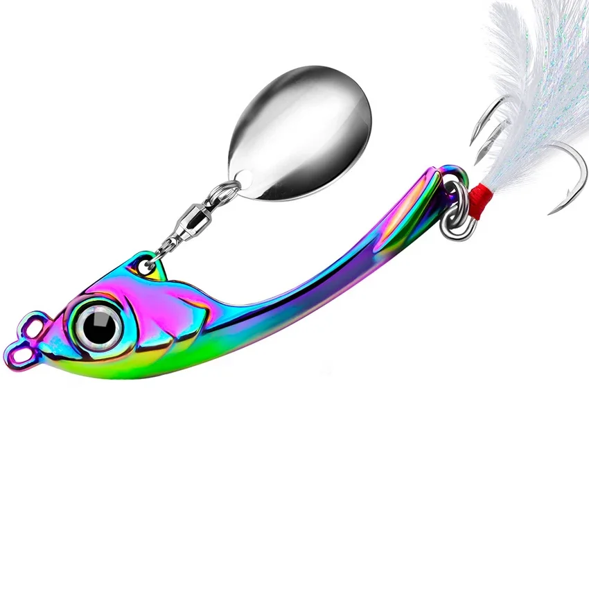 Cebos giratorios de 5/6 piezas, Crankbait, gancho de pesca con vibración, VIB, cuchara, cebo giratorio, señuelo de lentejuelas, aparejos de pesca, cebo duro - imagen 4