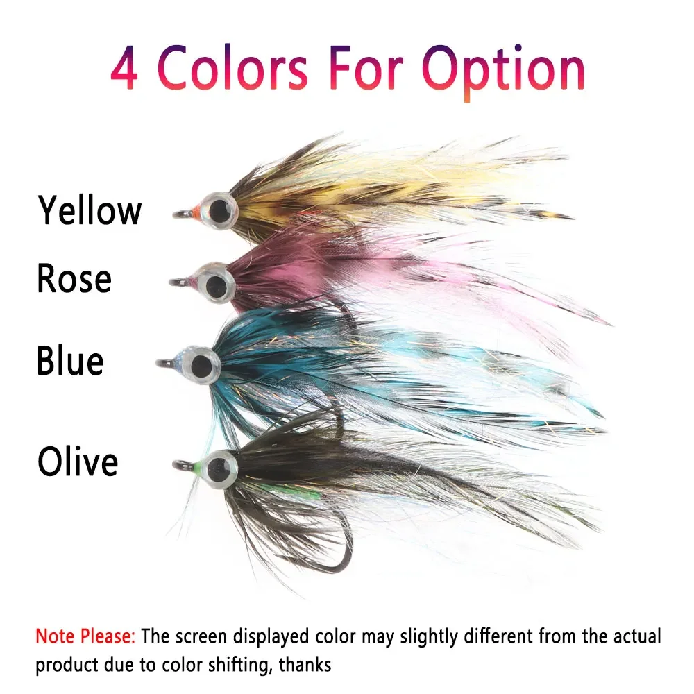 Bimoo # 1 epoxi 3D ojos de pez Baitfish Streamer mosca Grizzly sillín Hackle Minnow Fly Pike trucha lubina Steelhead Señuelos de pesca de mar - imagen 3