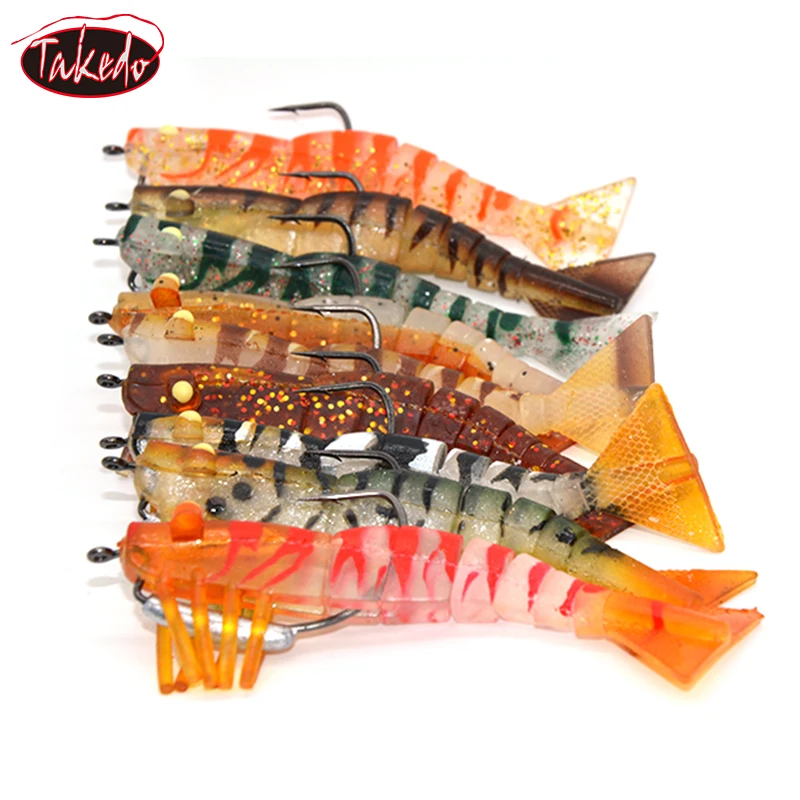 TAKEDO 90mm 8g 120mm 17g 3 unids/set TPR Drity gambas 2/0 5/0 VMC gancho señuelo de pesca de mar cebo de camarón Artificial señuelo de pesca suave - imagen 2