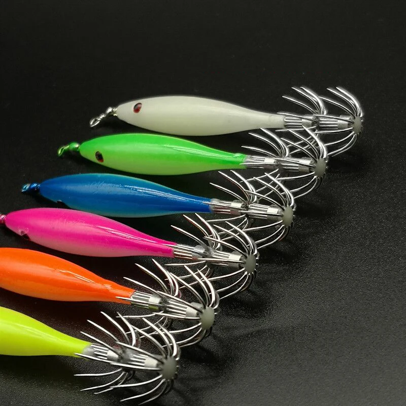 5 unids/bolsa anzuelo luminoso de calamar 7cm anzuelo de calamar brillante anzuelo de pesca de sepia pequeño Señuelos de Pesca de Mar cebo de pesca - imagen 4