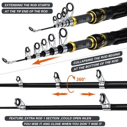 Proberos Kit combinado carrete giratorio y caña giratoria pesca