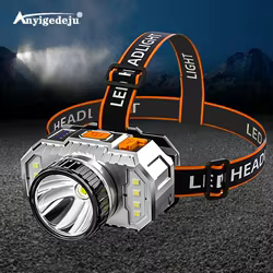 Linterna frontal T20 superpotente con batería integrada, linterna LED recargable por USB, multifuncional, resistente al agua, para acampar al aire libre