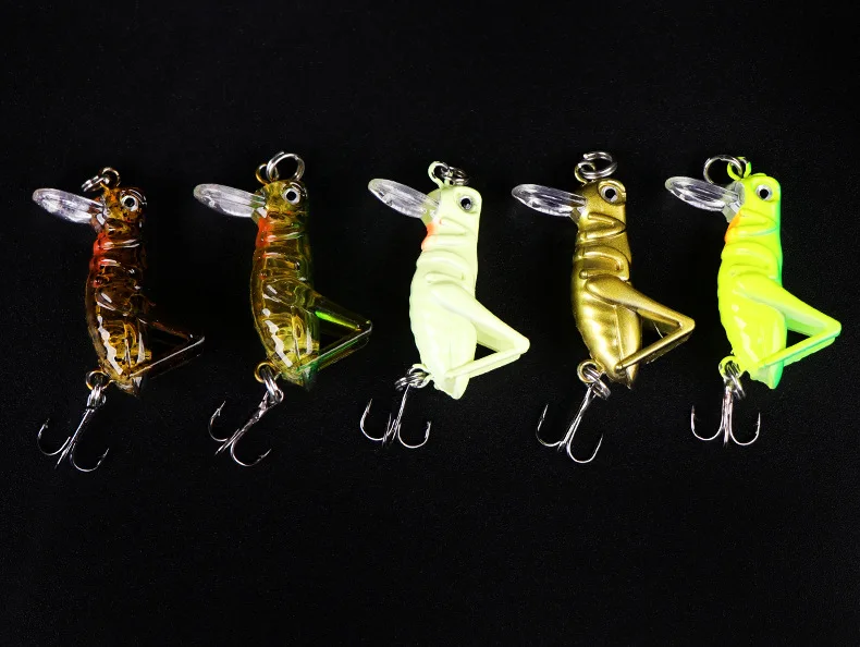 Señuelo de pesca insecto cebo duro simulación langosta pececillo señuelos 4cm 5,5 cm flotador Artificial saltamontes captura carpa 1 pieza venta - imagen 3