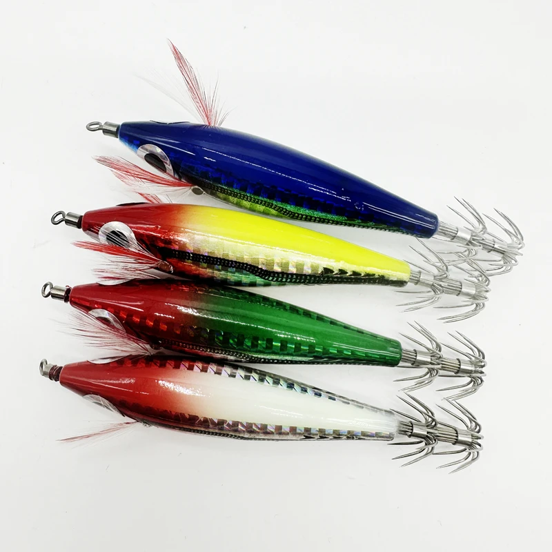 Señuelo luminoso flotante Horizontal de madera, anzuelo de calamar, Jigging, camarón, pulpo, sepia, cebos de pesca de mar - imagen 3