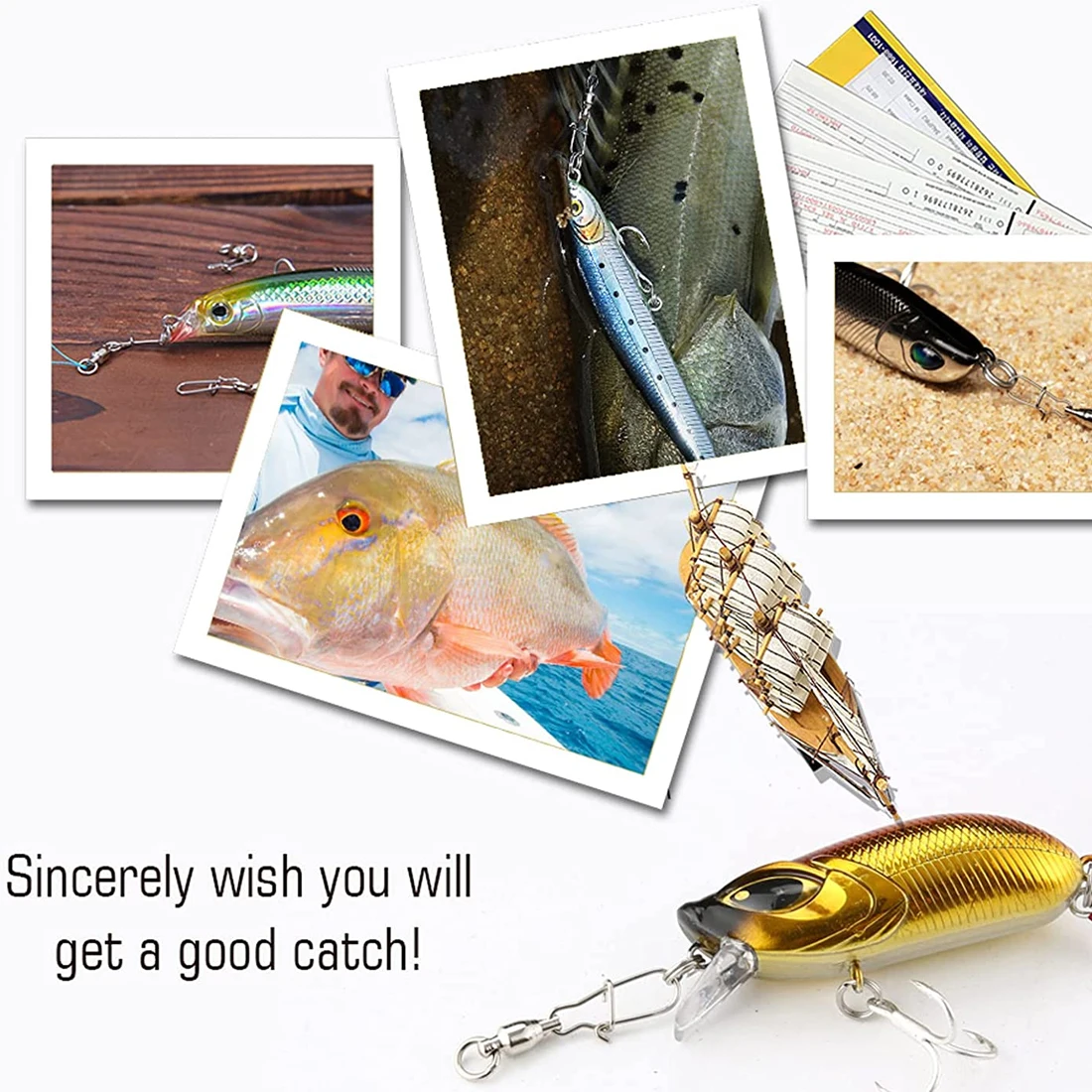 9KM 10 Uds rodamiento de bolas de pesca giratorios Duolock Snap conector de pesca de acero inoxidable giratorios con grúa barril señuelo aparejos de pesca - imagen 5