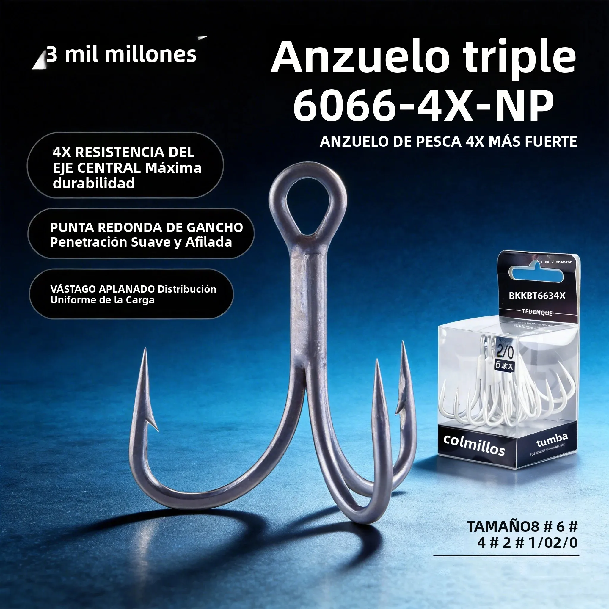 Anzuelos triples BKK BT663 Fangs 4X Strong-Revestimiento estaño mate - imagen 5