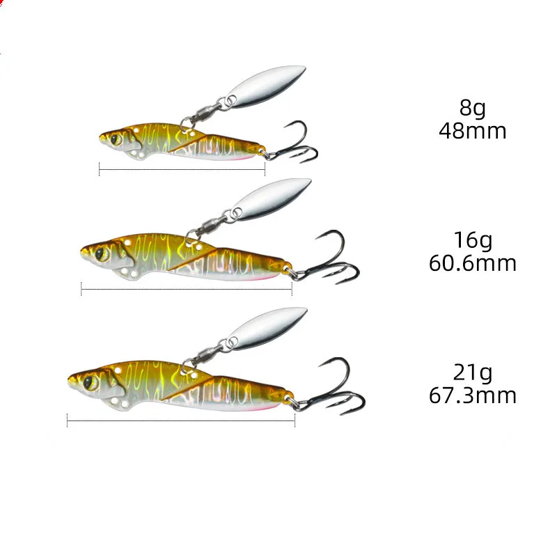 Señuelo de pesca Jigs VIB, cebo duro con vibración de fundición larga, Swimbait de doble gesto, 8g, 16g, 21g, rotación de cobre, señuelos artificiales Jigbait - imagen 5
