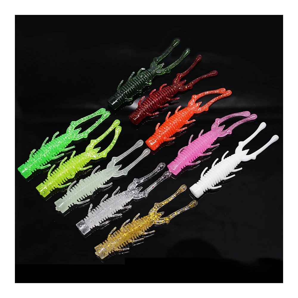 Bibi flotante para pesca de camarones, cebo suave para pesca de insectos, lubina, naranja, 7,5 cm, 2,6g, lote de 10 unidades - imagen 4