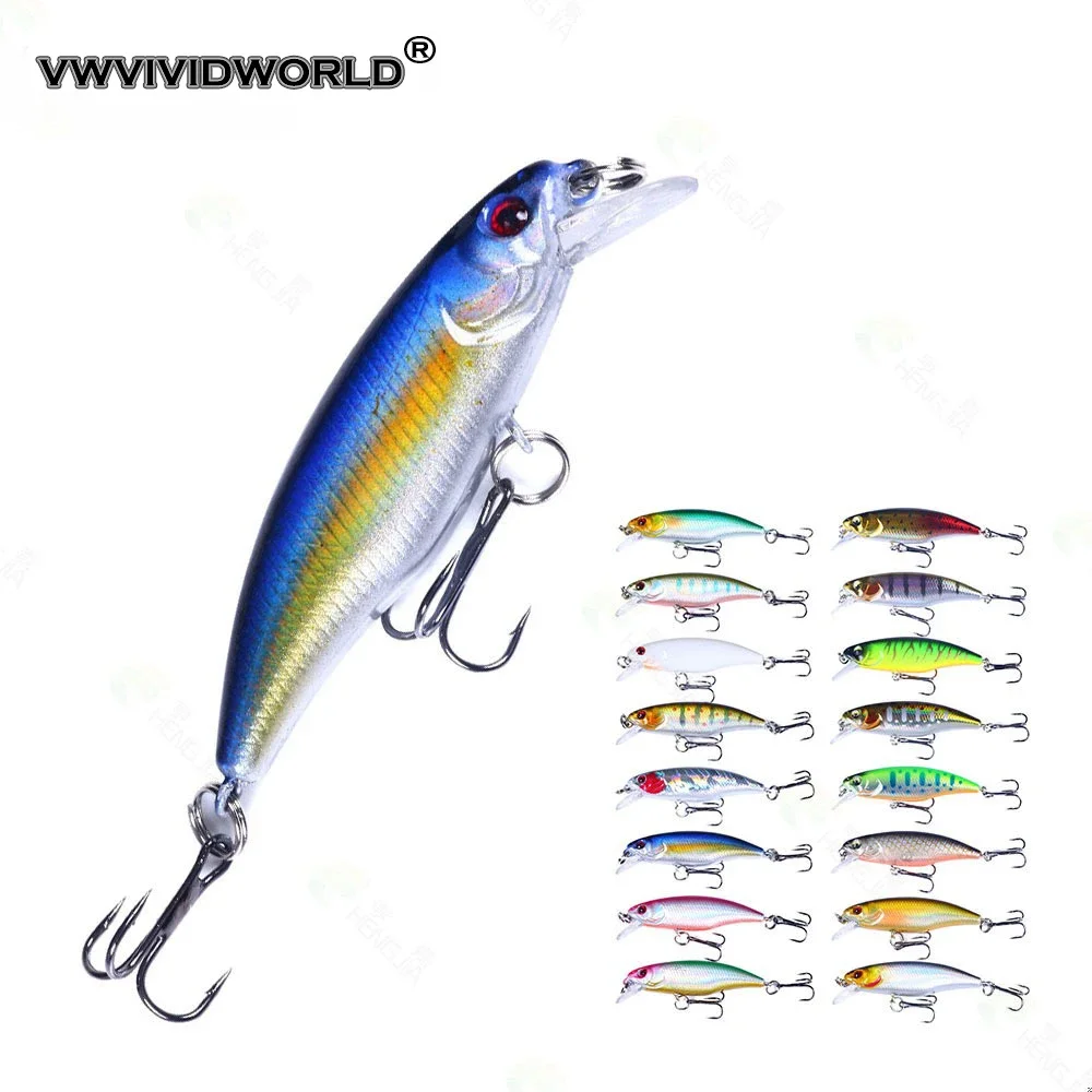 VWVIVIDWORLD VH10-color sumergible Minnow 6CM4.3G cebo falso biónico 16 colores cebo de pesca de largo alcance cebo de señuelo al por mayor