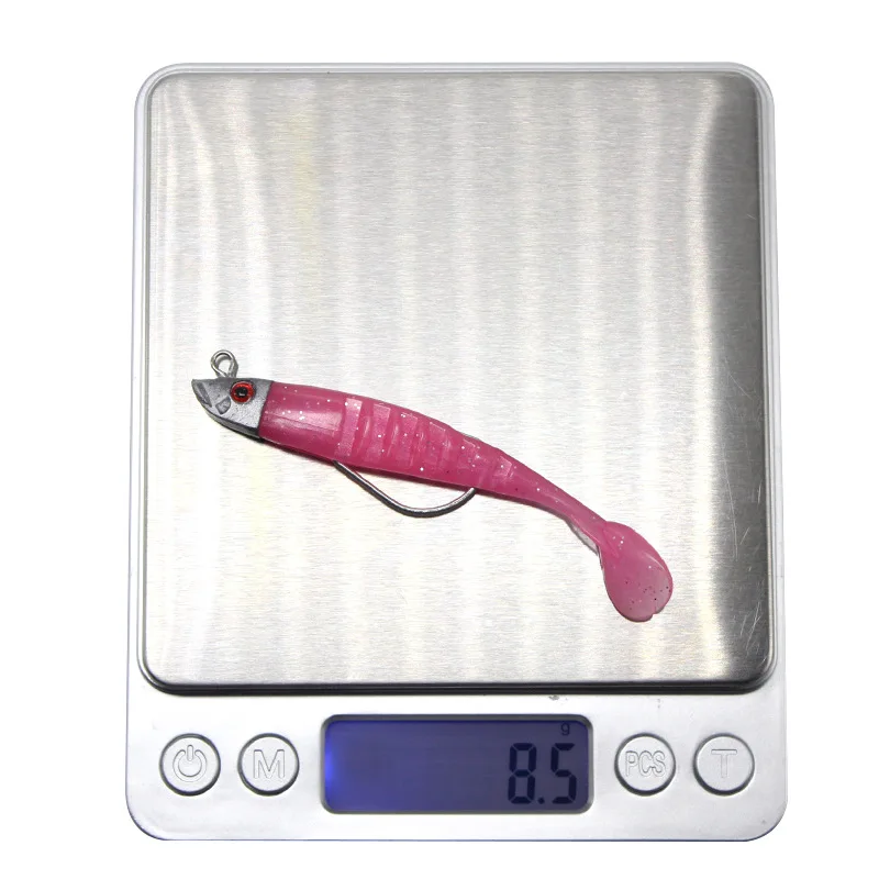 Señuelos de pesca de cebo suave Jigging, 2 señuelos de repuesto de alta calidad, 8cm, 8,5g, plantilla de cabeza DIY, cola en T, aparejos de pesca con señuelo de lubina - imagen 4