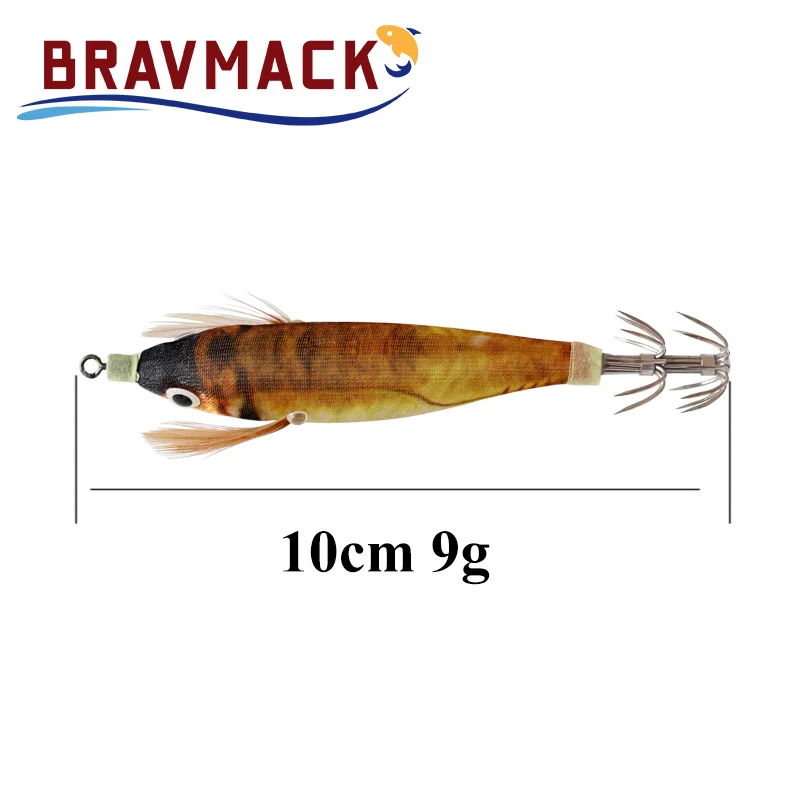 14 unids/pack 10cm plantillas de calamar luminosas en caja de madera señuelo de pesca de camarones anzuelo de calamar sepia pulpo cebo de pesca de mar - imagen 2