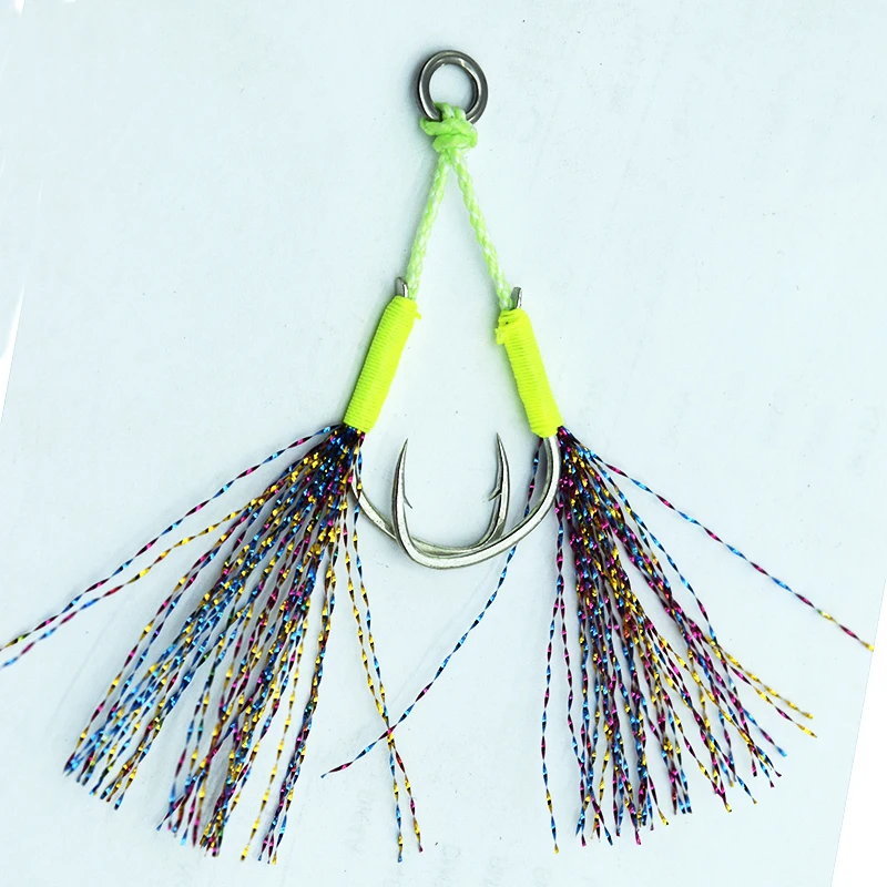 Anzuelos dobles con pluma antimordeduras – Slow jigging de mar - imagen 3