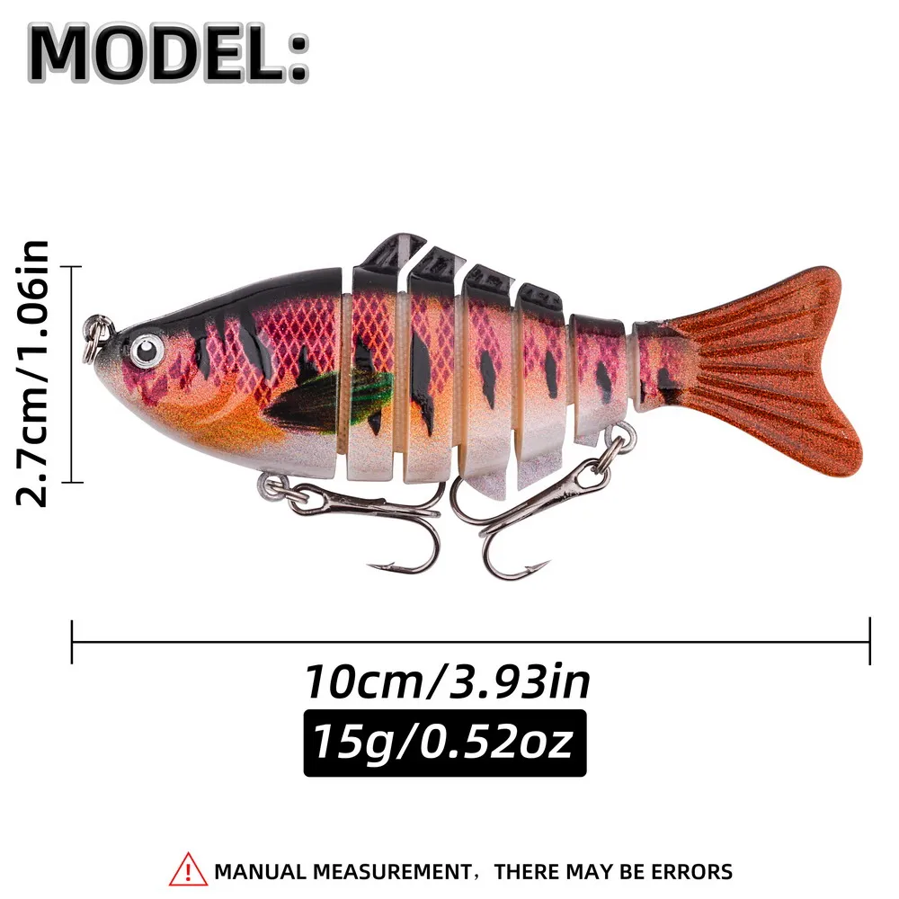 Señuelo de pesca articulado de múltiples secciones, 5 uds., 10cm, 15g, Wobbler, Crankbait, cebo duro Artificial, Swimbait, aparejos de pesca de carpa Trolling - imagen 4