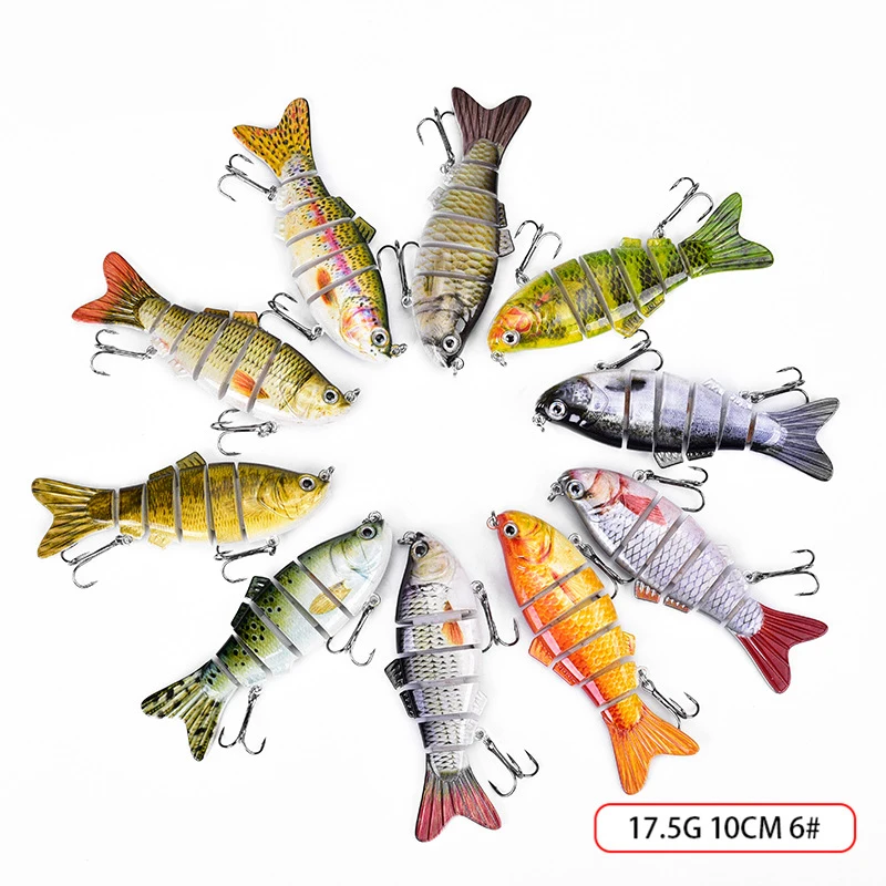 Mini señuelo de Pesca multiarticulado de 10cm, cebo duro Flexible para peces, Crankbait biónico que se hunde, Lucio, aparejos de lubina - imagen 3