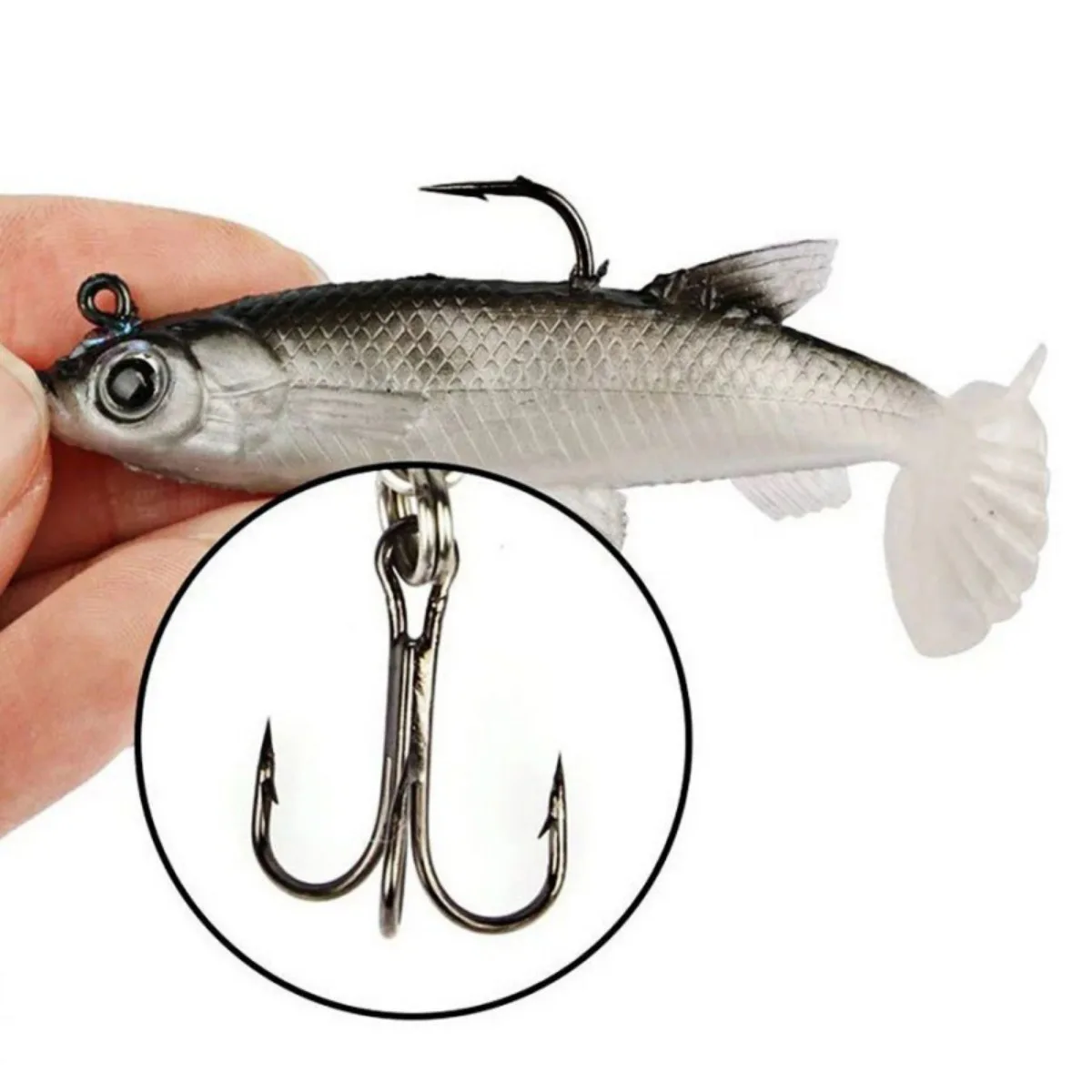 5 unids/lote anzuelo de silicona suave juego de cebo Swimbait 8cm 12,5g Wobblers de pesca cebos de goma artificiales para Lucio señuelo de lubina aparejos - imagen 3