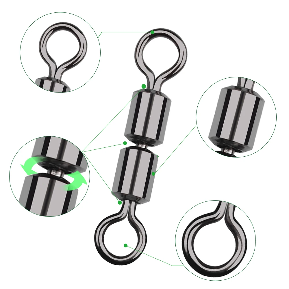 DNDYUJU 20 piezas giratorios de pesca rodamiento de bolas de doble articulación anillos sólidos conector de pesca giratorio accesorios de pesca de carpa - imagen 3