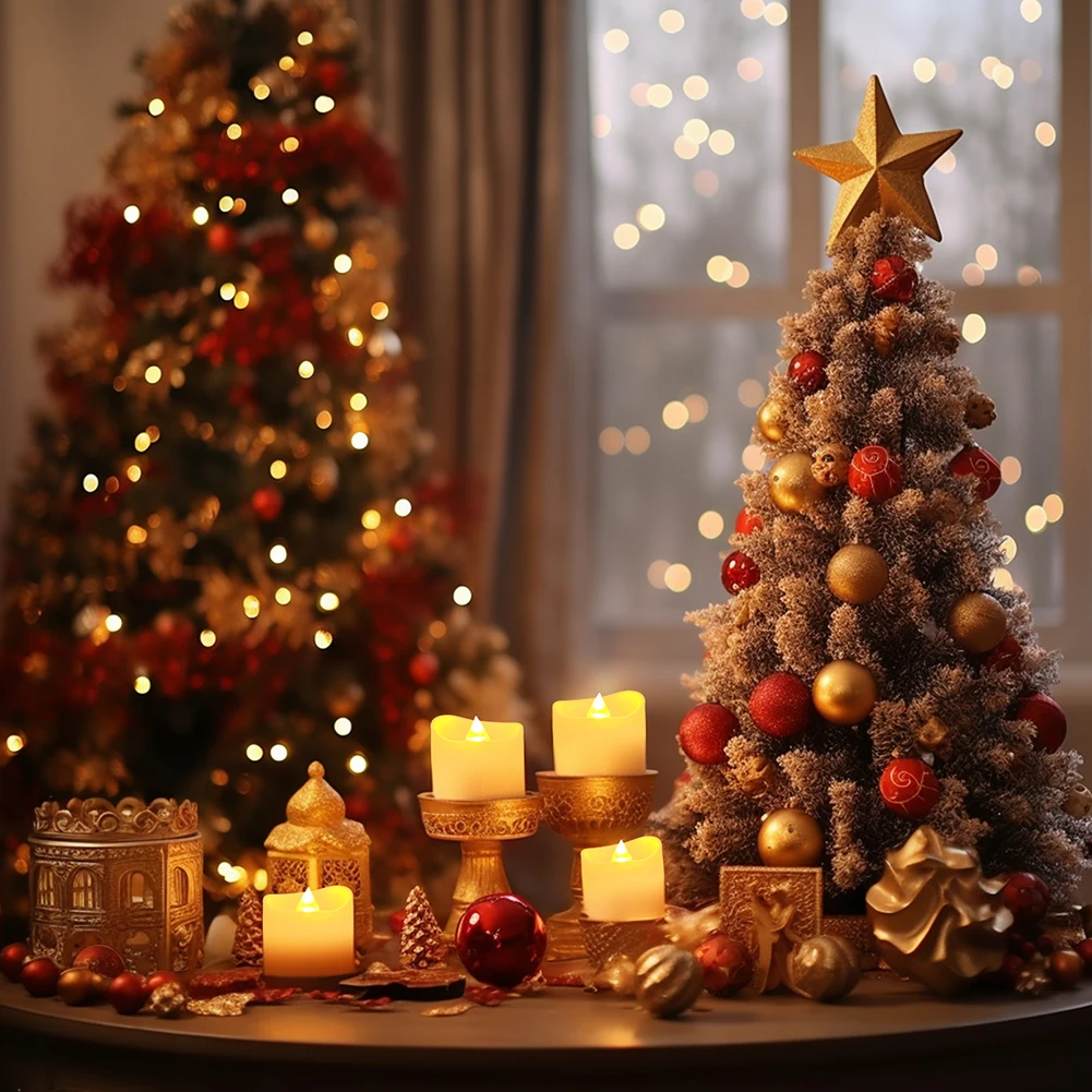 Velas votivas sin llama con pilas, más de 200 horas, velas eléctricas Led parpadeantes para centros de mesa de Navidad y bodas - imagen 5