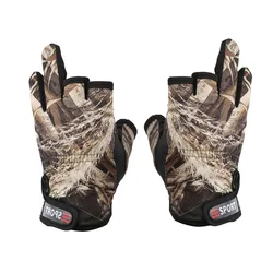 Guantes de Pesca Antideslizantes 3 Dedos Camuflaje Transpirables