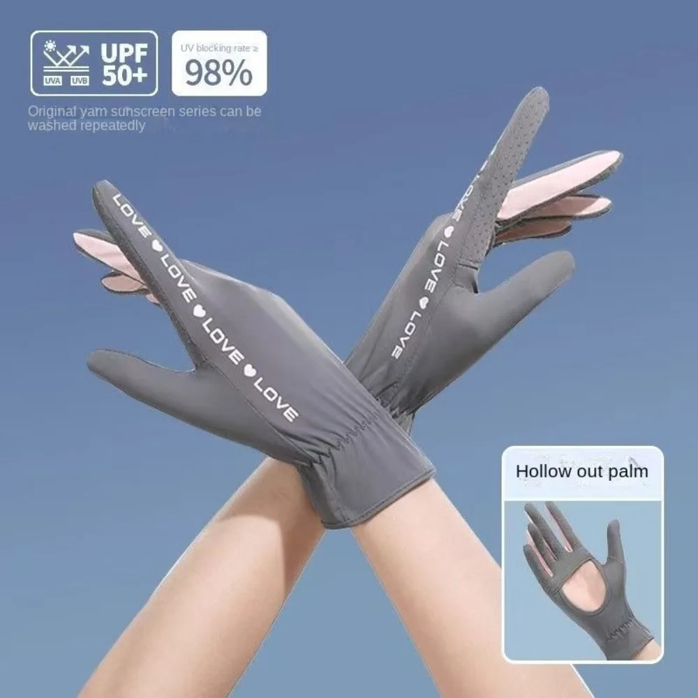 Guantes de verano antideslizantes para mujer, guantes de ciclismo con palma calada transpirable, protección solar UPF 50+, guantes de pesca - imagen 2