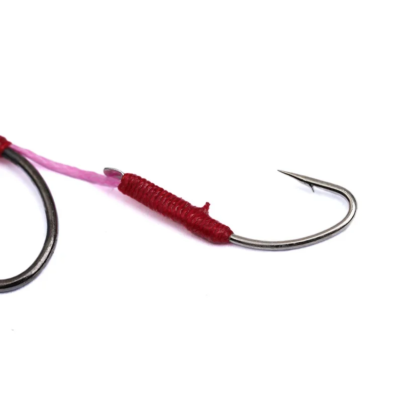 OUTKIT-señuelo pequeño de acero al carbono, anzuelo doble, microojo grande, cuchara de un solo gancho con mango de gancho de tubo para peces pequeños, 10 Uds. - imagen 3