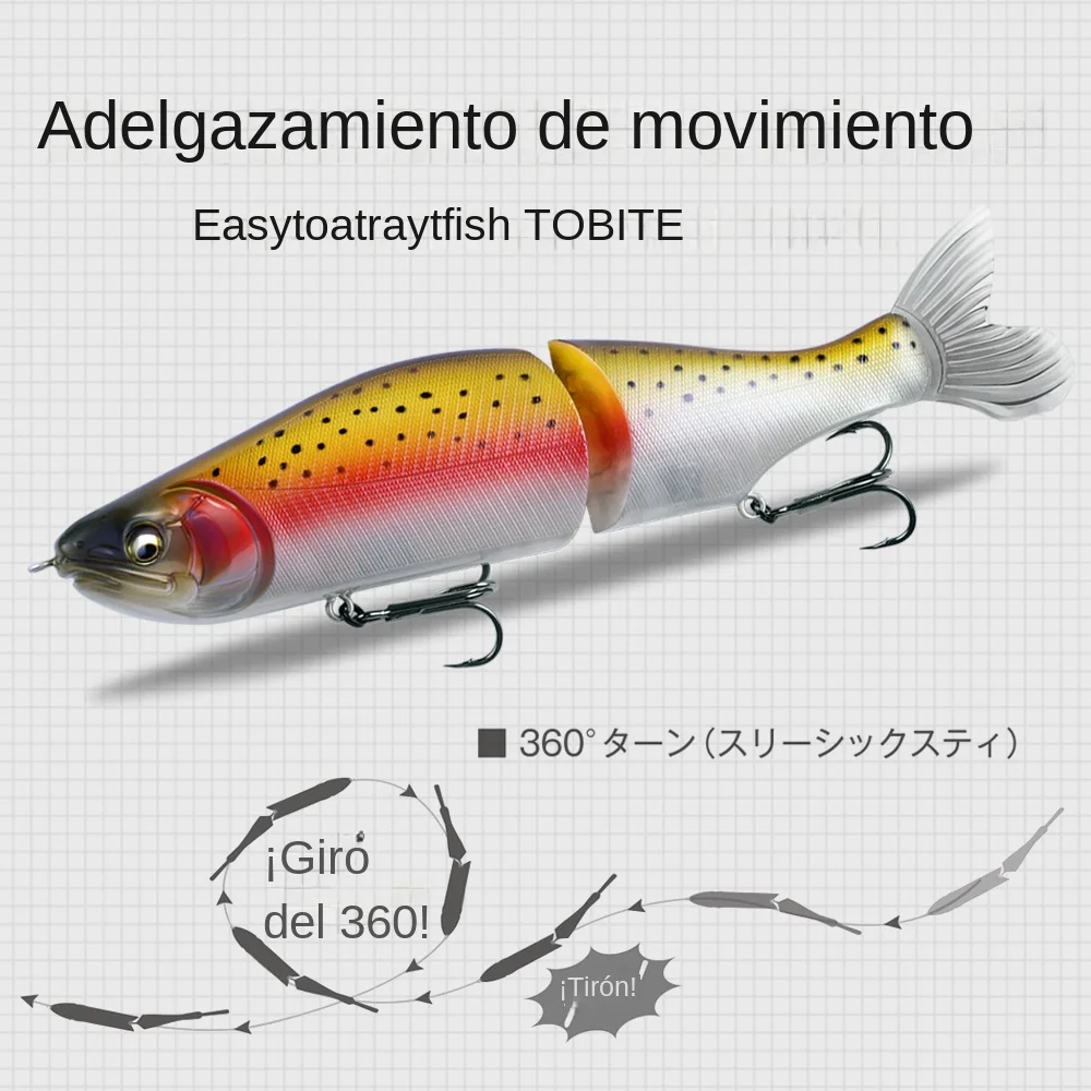 BEARKING-señuelo de pesca superior, 185mm, 64g, 2,25oz, Wobblers de pececillo articulado, cuerpo ABS con cola suave, SwimBaits, señuelo suave para Lucio y lubina - imagen 3