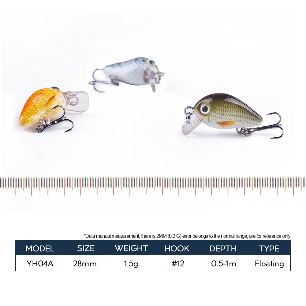 Hanlin 5 unids/set 1,5g/28mm Mini Crankbait flotante Wobblers Señuelos de Pesca Wobblers cebos artificiales pececillo duro Lucio aparejos de lubina - imagen 2